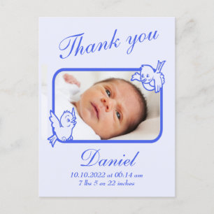 Faire-part Carte postale de remerciement pour annonce de nais