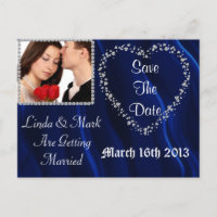 Carte Postale de Sauvegarde de Date Bleue BLING