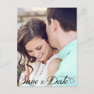 Faire-part Carte postale de sauvegarde de date de cœur cursif