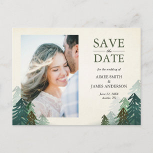 Faire-part Carte postale de sauvegarde de date de forêt arbre