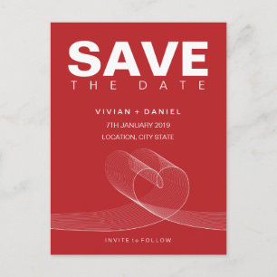 Faire-part Carte postale de sauvegarde de date en blanc ligne