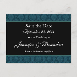 Faire-part Carte postale de sauvegarde de date en damas de bl