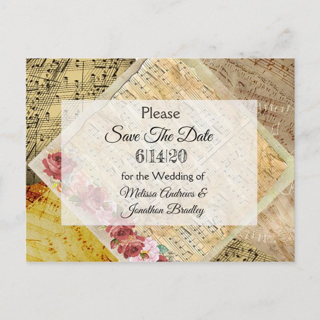 Faire-part Carte postale de sauvegarde de partition musicale  (Devant)