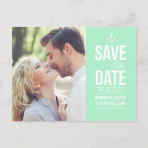 FAIRE-PART CARTE POSTALE DE SAUVEGARDE DE PHOTO NAUTIQUE VERT