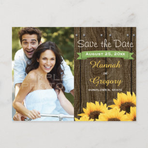 FAIRE-PART CARTE POSTALE DE SAUVEGARDE DU TOURNESOL RUSTIQUE