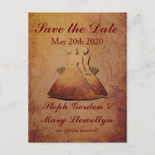 Faire-part Carte postale de sauvegarde rustique rouge flamboy