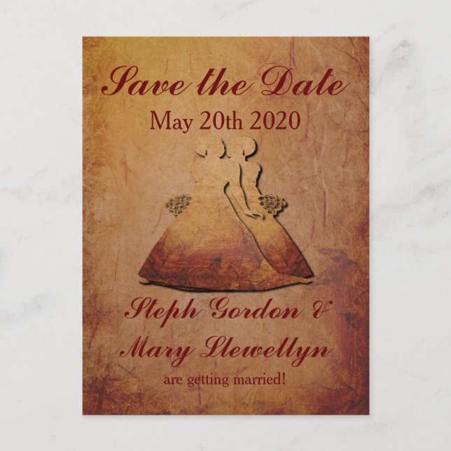 Faire-part Carte postale de sauvegarde rustique rouge flamboy (Devant)