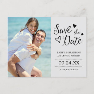 Faire-part Carte postale de save the date avec photo d'amour