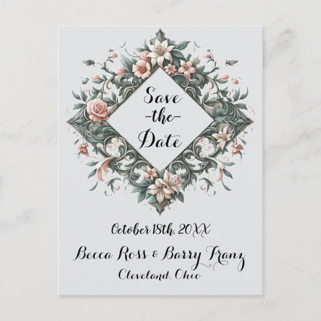 Faire-part Carte postale de vigne florale terreuse (Devant)