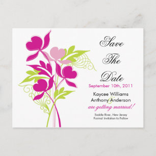 Faire-part Carte postale d'enregistrement 'Bouquet rose' !