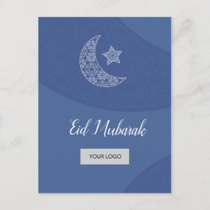 Faire-part Carte postale d'entreprise d'Eid - bleu