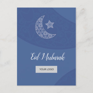 Faire-part Carte postale d'entreprise d'Eid - bleu