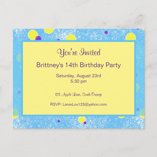 Faire-part Carte postale d'invitation d'anniversaire personna (Devant)