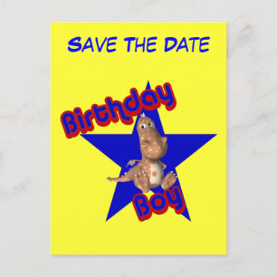Faire-part Carte postale drôle d'anniversaire garçon Save The