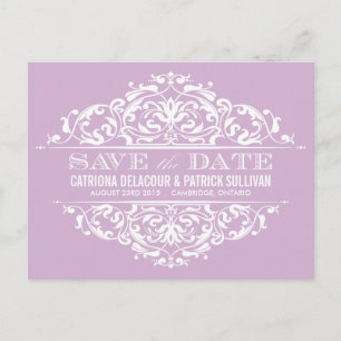 FAIRE-PART CARTE POSTALE ÉPHÉMÈRE FLEURIE LILAS SAVE THE DATE