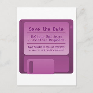 Faire-part Carte postale "Floppy Disc Save the Date", Violet