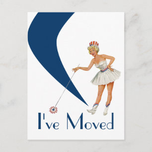 Faire-part Carte Postale Fun Retro I've Moved Woman Nouveau P