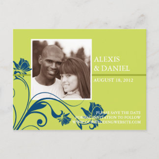 Faire-part Carte postale funky fleurs pour annoncer la date d