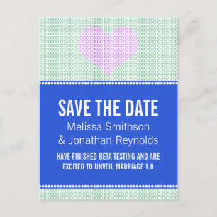 Faire-part Carte postale Geek Chic Enregistrez la date, Bleu 