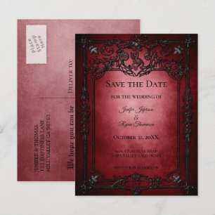 Faire-part Carte postale gothique de mariage à Halloween pour