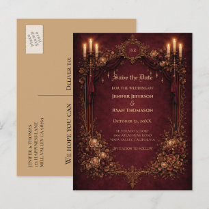 Faire-part carte postale gothique de mariage d'Halloween pour