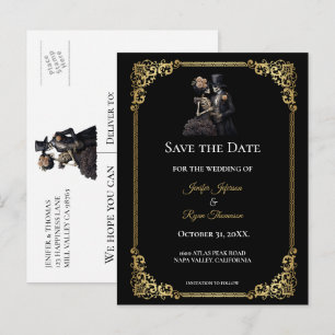 Faire-part Carte postale gothique de mariage Halloween pour a