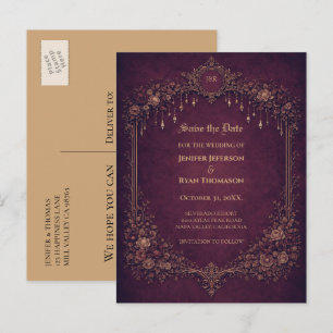 Faire-part carte postale gothique de mariage halloween pour a