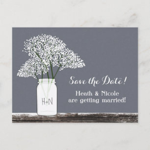 Faire-part Carte postale grise pour sauvegarder la date du po