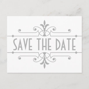 Faire-part Carte postale grise v2 Fancy Ornamental Save the D