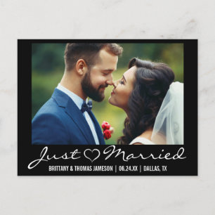 Faire-part Carte Postale Just Married Heart Mariage Photo