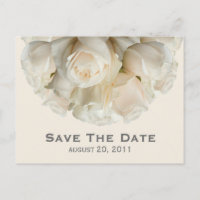 Carte postale 'Les roses blanches sauvent la date'