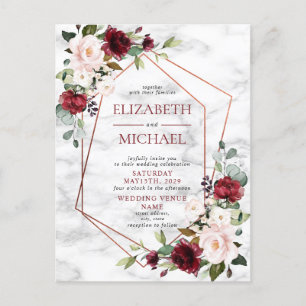 Faire-part Carte postale Mariage en cuivre géométrique en mar