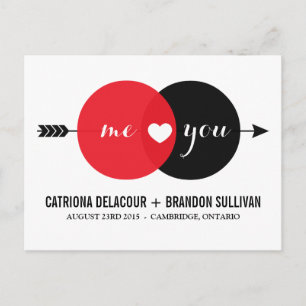 Faire-part Carte postale Me & You Diagramme de Venn cœur Enre