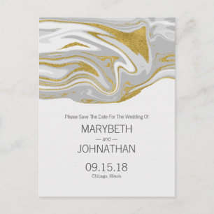 Faire-part Carte postale 'Modern Marble et Or' pour annoncer 