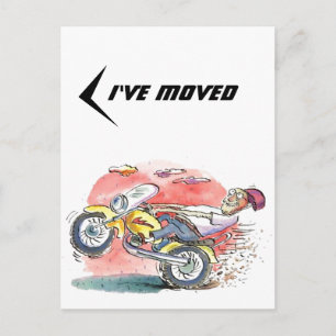 Faire-part Carte Postale Motard Déménagement Nouvelle Adresse