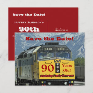 Faire-part Carte postale moteur de fête 90e anniversaire à sa
