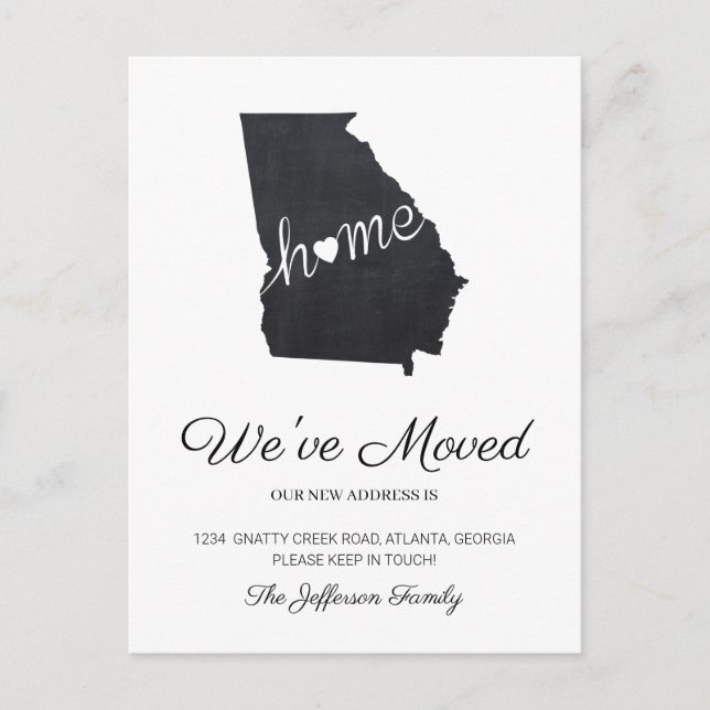 Faire-part Carte postale Moving Georgia Chalkboard State Map (Devant)