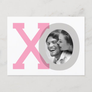 Faire-part Carte postale photo de mariage gris rose XO Enregi