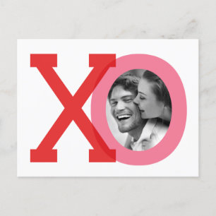 Faire-part Carte postale photo de mariage rouge XO Saint-Vale