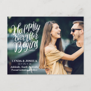 Faire-part Carte postale photo de sauvegarde de date « Heureu