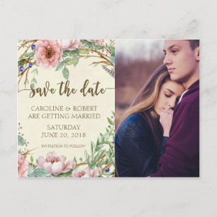 Faire-part Carte postale photo personnalisée florale pour ann