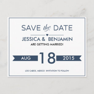 Faire-part Carte postale pour annoncer la date de mariage ave