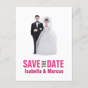 Faire-part Carte postale pour annoncer la date de votre maria