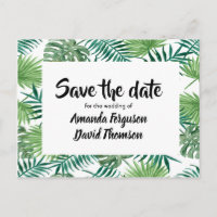 Carte postale pour réserver la date avec feuilles