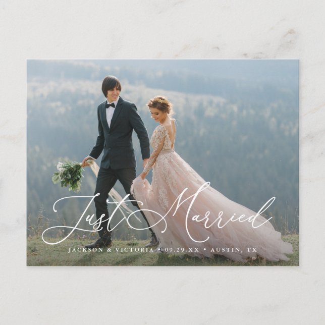 Faire-part Carte postale Romance Just Married Eloping (Devant)