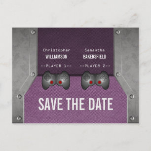 Faire-part Carte postale "Sauvez la date" sur le thème de jeu
