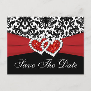 Faire-part Carte postale 'Save the Date' à motif damassé noir