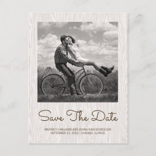 Faire-part Carte postale 'Save The Date' à motif de bois rust