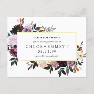 Faire-part Carte postale "Save the Date" à motif floral rose 