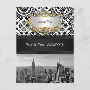 Faire-part Carte postale "Save the Date" NYC Skyline BW 431 D